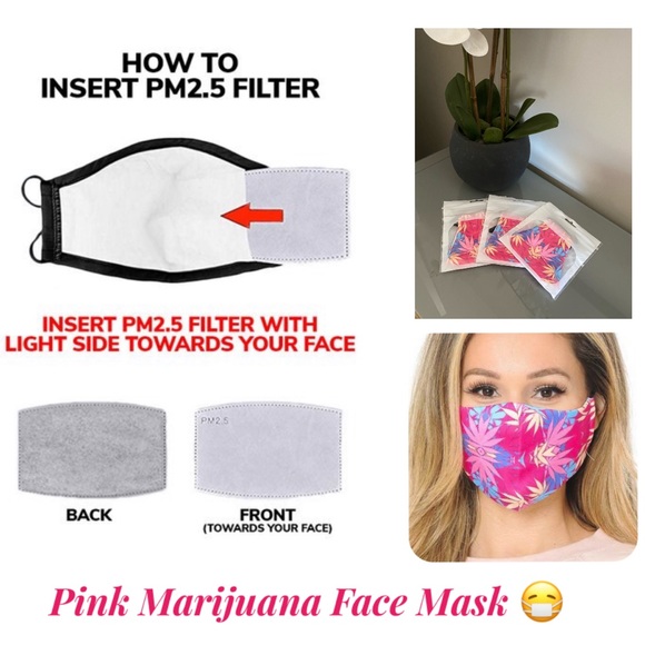 🆑 Pink Leaves 🍁 Print Face Mask - Picture 3 of 11